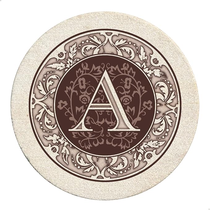 Thirstystone Monogram Letter Absorbent Sandstone Coaster 4-Pack | Manufactured by Thirstystone
