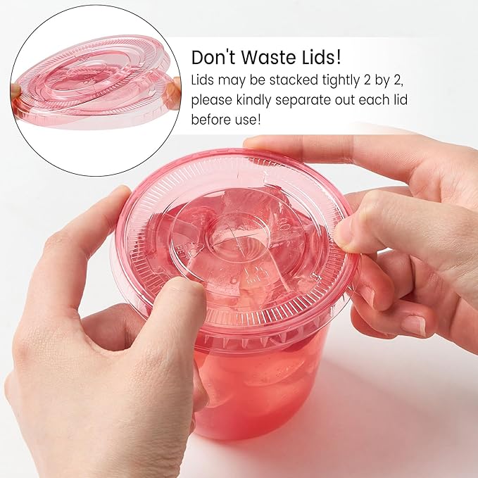 100 Sets - 12oz Pink Plastic Cups - Image 7