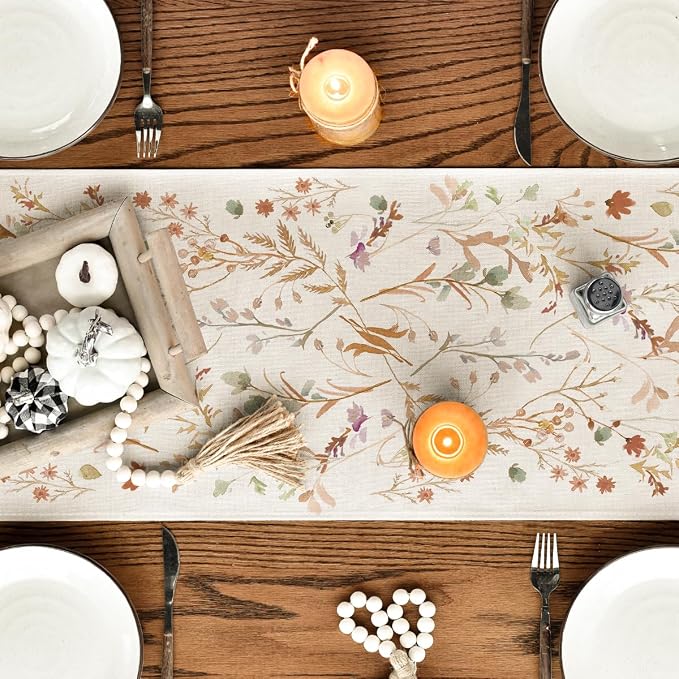 Artoid Mode 210 GSM Fall Table Runner 13x72 Inch Home Party Decor | Floral - Image 7