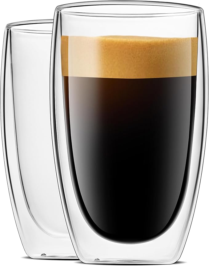 LUXU 16 Oz Double Walled Glass Coffee Mugs, Cappuccino, Hot Beverage and by LUXU