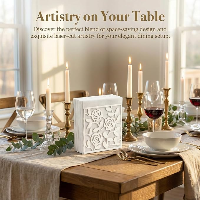 Resama Metal Napkin Holder for Table, Metal Rose Standing Napkin Holder for - Image 3