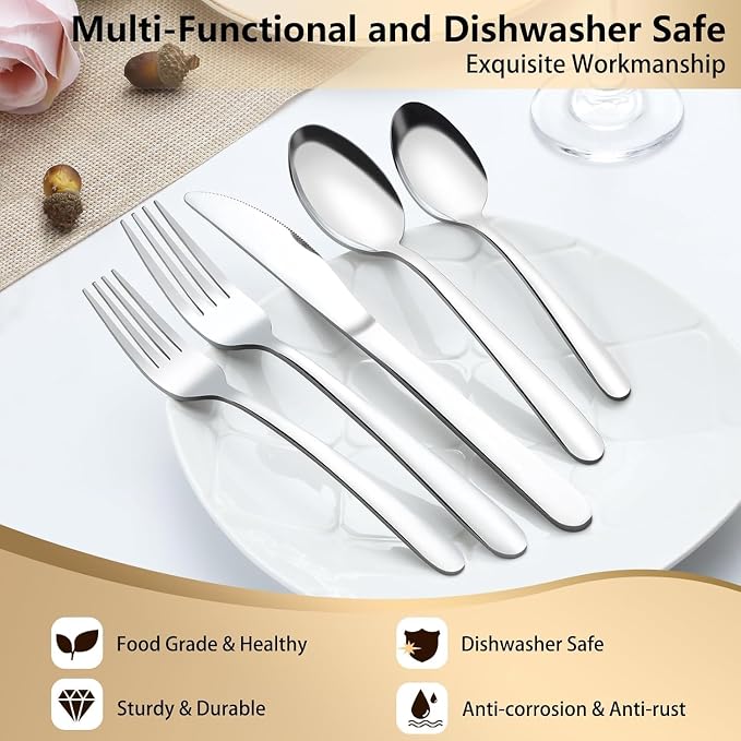 Pleafind 60-Piece Silverware Set Service - Image 6