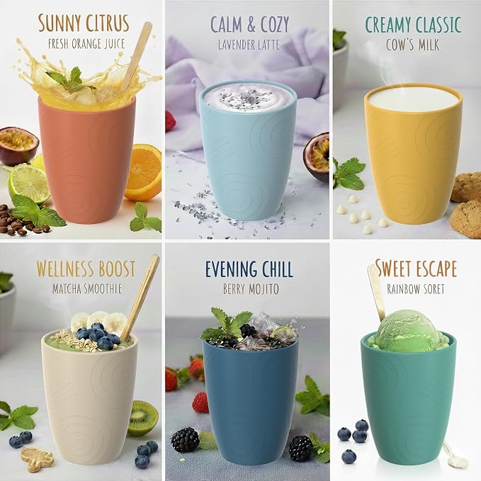 Wheat Straw Cups, Plastic Cups Reusable, Unbreakable Drinking Glasses Set of 6 - Image 4