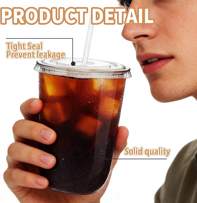Alaeseje 50 Pack 18 oz Clear Plastic Iced Coffee Cups - Image 3