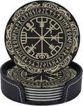Black Viking Leather Drinks Coasters by Unknown