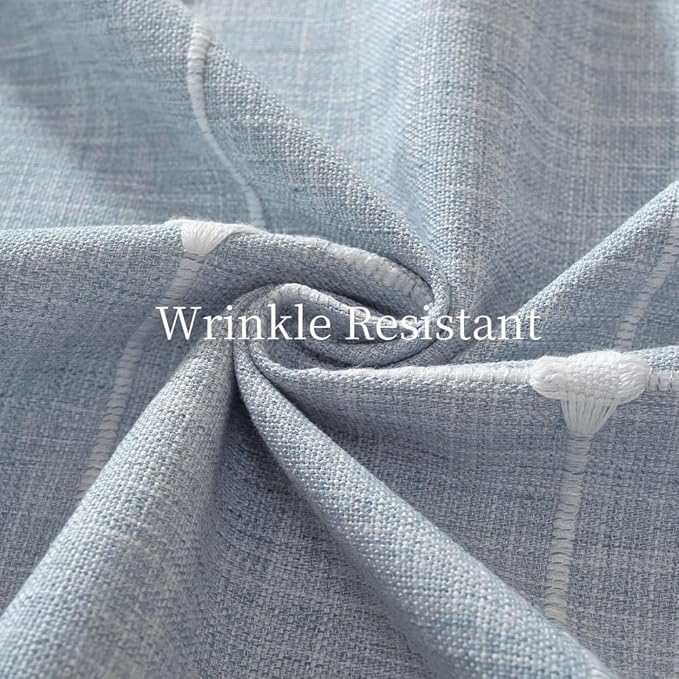 Zobesta Linen Blue Table Cloth Round Tablecloth Gingham 53 inch, Washable Farmhouse Soft Boho Round Table Cloth for Outdoor, Party, Holiday, Picnic, Dining