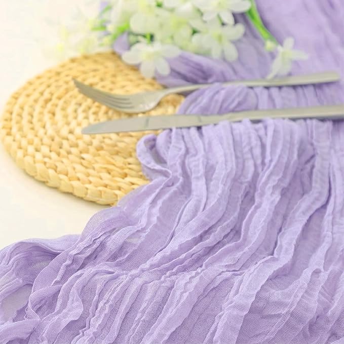 10 Pack Lavender Purple Cheesecloth Table Runner 17 x 108 Inch | Boho Gauze - Image 2