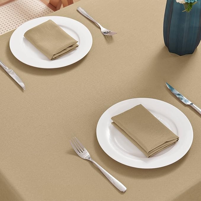 Faux Linen Rectangle Tablecloth Waterproof 52x70 inch Table Cloth Stain and Wrinkle Resistant Washable, Decorative Fabric Table Cover for Dining, Kitchen, Wedding and Parties, Coffee