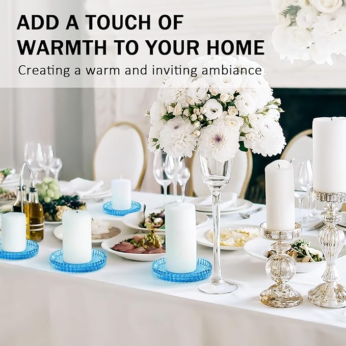 Modern Glass Coasters, GOH DODD Set of 6 Crystal Coasters Tabletop Protection for Drinks, Home Decor, Kitchen, Living Room, Patio, Wedding, Party, Housewarming Gifts, Clear Blue