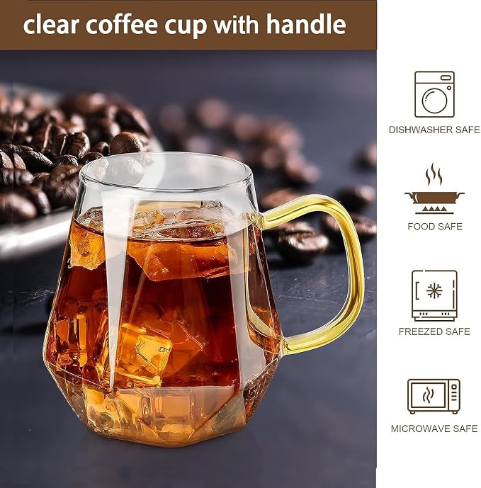 AEFPOYMXU 4pcs Crystal Clear Glass Coffee Cups Set - Image 2