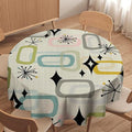 Mid Century Modern Round Tablecloth, Geometry Bohemian Retro Abstract Tablecloth for Home Party Dining Room Kitchen Decor 36Inch(90cm)