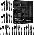 JUNLIN 49 Pieces Black Silverware Set by JUNLIN