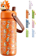 POWCAN 18 oz Kids Water Bottle Insulated: 2-in-1 Straw Spout Lid by POWCAN