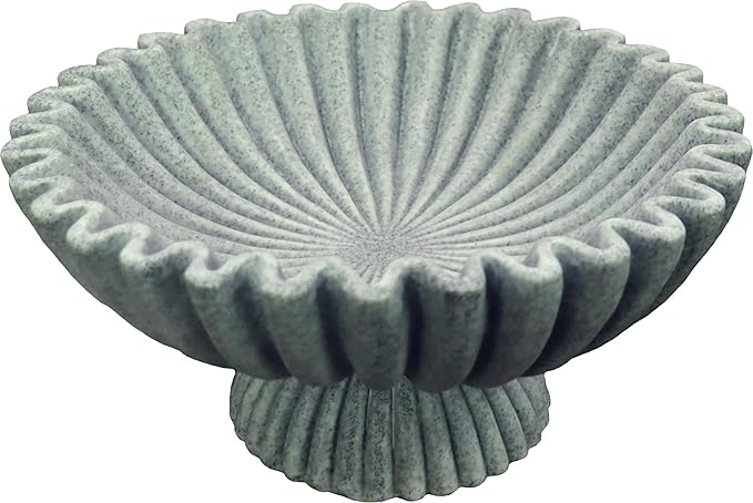 10" Large Decorative Bowl decor, Scalloped Bowls for Modern Home Decor,Ruffle Decor,Stylish Key Bowl for Entry Table,Decorative Fruit Bowl for Kitchen Counter,With base,Artificial Stone Marble Color