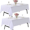 2-Pack 60x60 inch White Table Cloths, Solid Stain and Wrinkle Resistant Tablecloth, Premium Plain Weave Polyester Fabric Rectangle Table Linen Covers for Hotel, Banquet