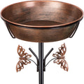 40In Metal Bird Bath for Outdoors, Removable 3" Deep 13" Dia Bowl Heavy-Duty by HoLarXuQ