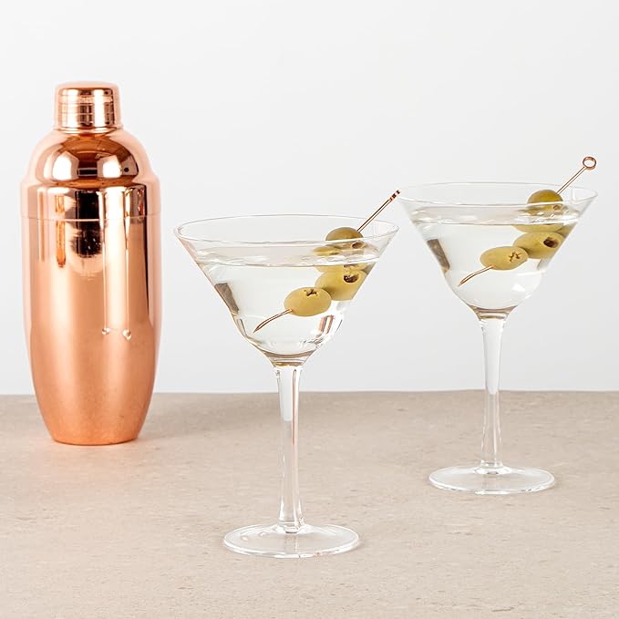 Restaurantware-Vetri 9 Ounce Martini Glasses, 6 Dishwashable Cocktail Glasses - No Lead, Long Stemmed, Clear Glass Party Drinkware, For Home And Bar Use, Serve Margarita, Cosmopolitan, And More