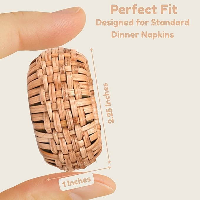ALPHA Living HOME Napkin Rings Set of 12 - Handmade Decorative Serviette Rings for Dining Table, Weddings, Parties, Events, Holiday Gatherings, and Everyday Use Boho Rustic Farmhouse Décor (Brown)