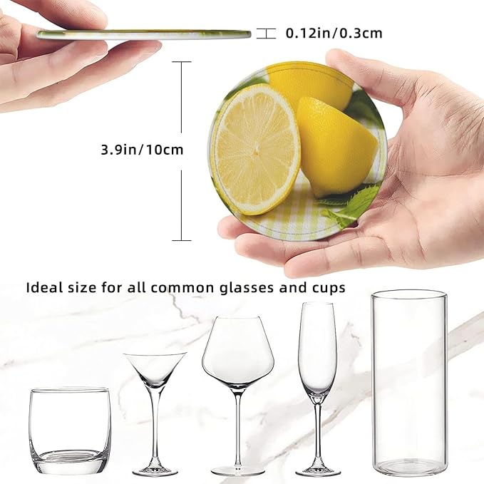 6 Pcs Yellow Summer Lemon Leather Coasters - Image 8