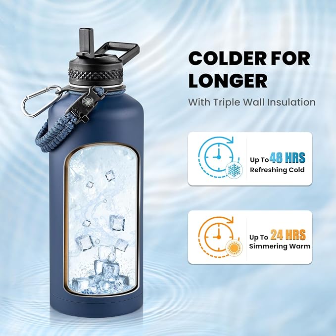 RAYMYLO Insulated Water Bottle 87 oz, Triple Wall Vacuum Stainless Steel | - Image 2