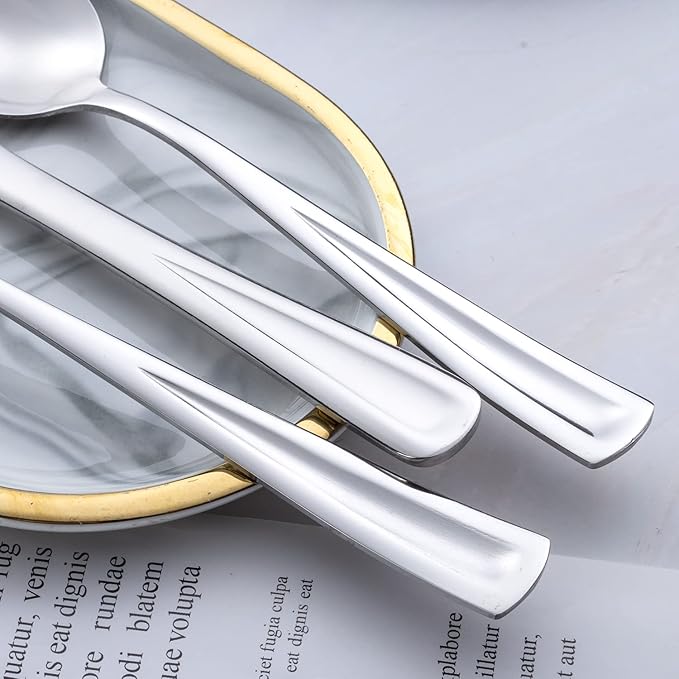 60-Piece Silverware Set for 12, GoGeiLi Stainless Steel Flatware Cutlery Set for 12, include Fork, Knife and Spoon Set, Mirror Finished