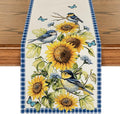 Artoid Mode Buffalo Plaid Bird Butterfly Sunflower Spring Table Runner by ArtoidMode