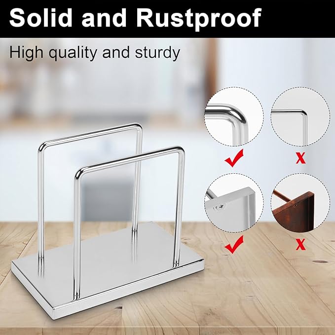 Livabber Napkin Holder, Metal Napkin Storage Modern Freestanding Tissue Paper Dispenser for Table Kitchen Countertop (Metal Base, Chrome)