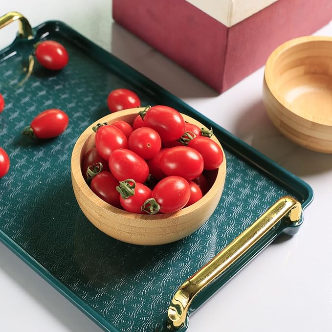 Soup Bowls Set of 2 for Dessert/Cereal/Pasta/Fruit | Natural Bamboo Serving Bowls for Nuts/Candy/Snacks/Pistachio | Charcuterie Accessories for Dipping/Condiments/Sauce | 8.45 oz Capacity