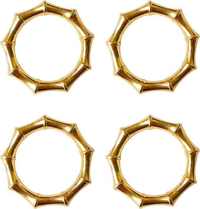 Shining Gold Bamboo Napkin Rings Set of 4 by Jolitee