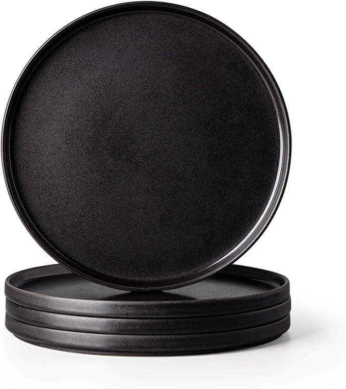 AmorArc Stoneware Dinner Plates Set of 4, 10.5 Inch Reactive Matte Glaze Ceramic Plates Set, Modern Dinnerware Dish set for Kitchen, Microwave, Dishwasher Safe, Scratch Resistant.