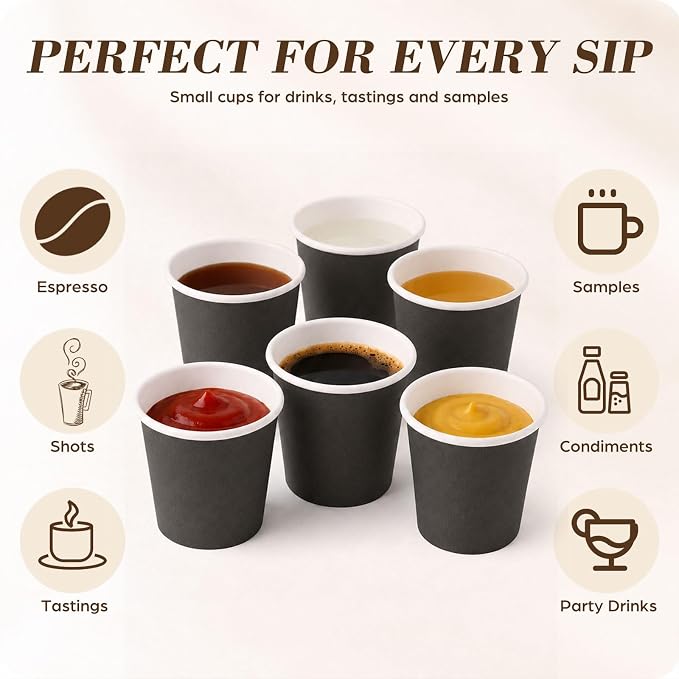 100 Pcs Mini Coffee Cups Brown Culture Cup 2oz Disposable Bathroom Cups Paper - Image 5