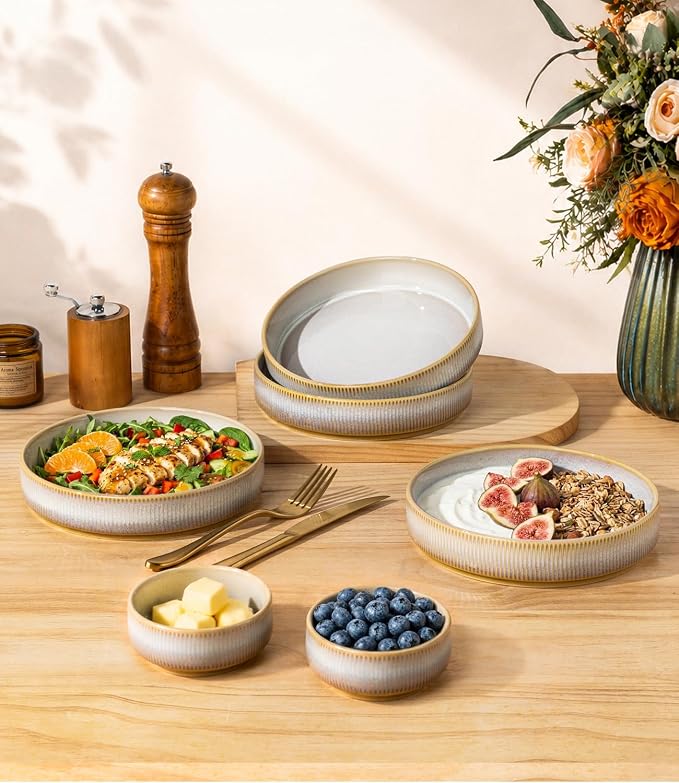 7.5" Ceramic Pasta Bowls Set of 4, Salad Bowls | Versatile Serving Bowls - Image 6