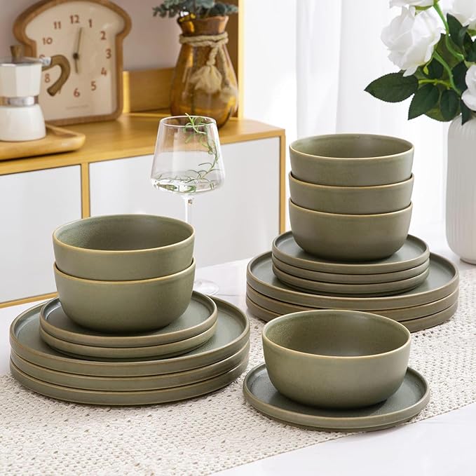 AmorArc Stoneware Dinner Plates Set of 4, 10.5 Inch Reactive Matte Glaze Ceramic Plates Set, Modern Dinnerware Dish set for Kitchen, Microwave, Dishwasher Safe