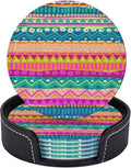6 Pcs Colorful Stripe Leather Coasters by Jfniub