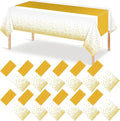 12Pcs White and Gold Tablecloth Party Decorations, Plastic White Table Cloth by MASHAN