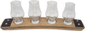Premium 4 Glass Whiskey Flight/Natural (light Oak)/ Crystal Glasses