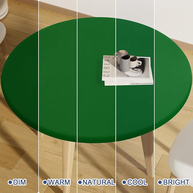 Round Spandex Tablecloth, Elastic Fitted Waterproof Tablecloths for 18"-24" Tables, Stretch Washable Picnic Table Cover for Camping, Dining, Indoor and Outdoor, Emerald Green