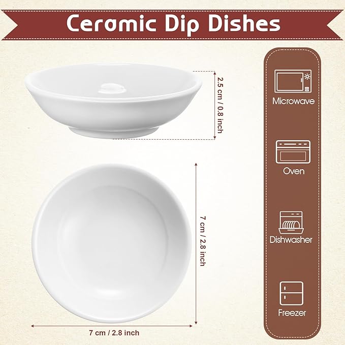 Mimorou 100 Pcs Soy Sauce Dish White Dipping Bowls Bulk, 1.2 oz Asian Small Sauce Bowls for Sushi, Ketchup, Vinegar, Olive Oil, Soy, Spices, BBQ Chip and Dip Serving Bowl Set Gift (Ceramic)