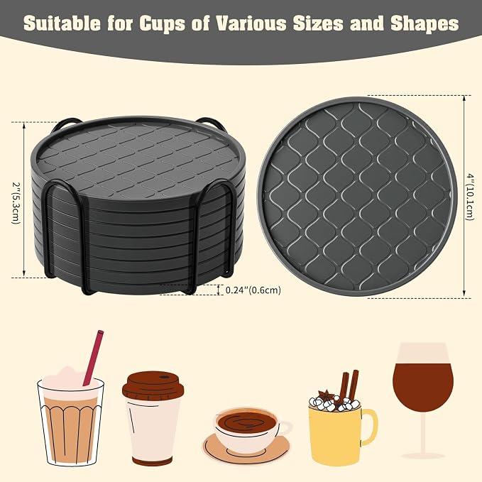 Coasters Set of 8, Hot or Cold Drink Coasters - Image 4