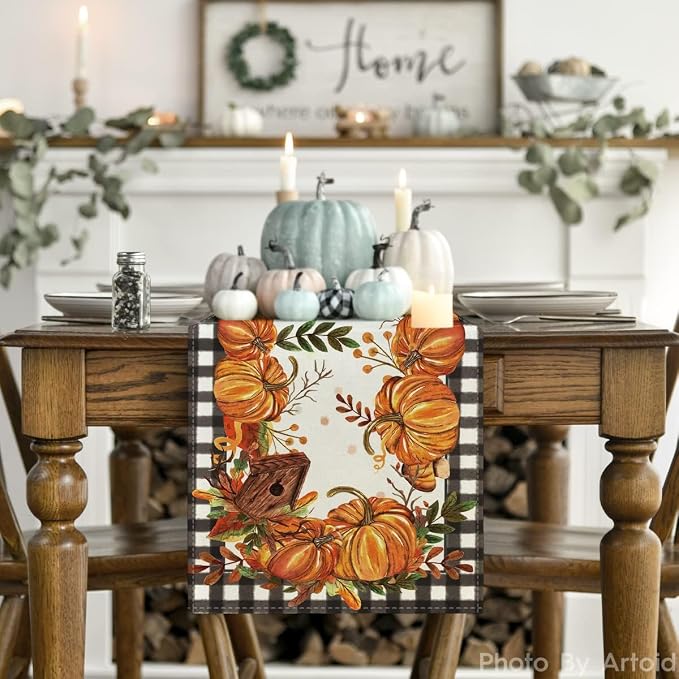 Artoid Mode 210 GSM Fall Table Runner 13x48 Inch Home Party Decor | Buffalo - Image 2