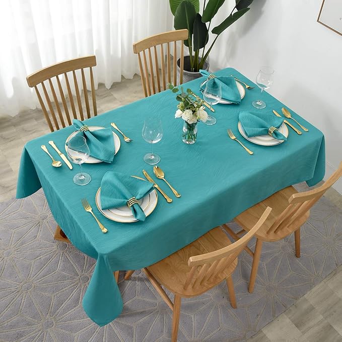 maxmill Jacquard Cloth Napkin 20 x 20 Inch Swirl Design Solid Washable Polyester Dinner Napkins Set of 4 with Hemmed Edges for Family Holiday Dinners Weddings Parties and Banquets Teal