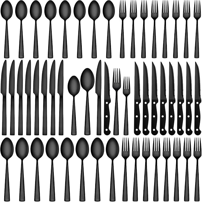 72-Piece Black Silverware Set by CEKEEBakingEasilyHappily