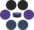 4 Inch Silicone Coasters Set of 6, (Black, Blue, Purple) Absorbent Non-Slip Drinks Coaster for Protecting Coffee Tables/Desks, Perfect for Home, Kitchen, Living Room & Office
