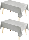 Hiasan 2 Pack Faux Linen Rectangle Tablecloth - Wrinkle and Stain Resistant Washable Table Cloth for Kitchen Dining Room Holiday Table Cover for Party Dinner, Light Grey, 54 x 120 Inch