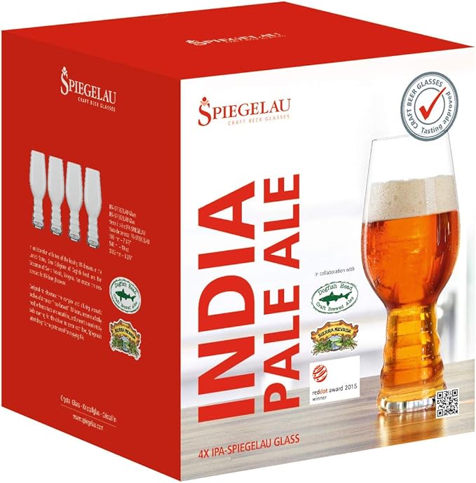 Spiegelau Craft Beer IPA Glass, European-Made Crystal Drinking Glasses Perfect for Wedding, Birthday, Holiday, Dinner, Game Night, Home Bar Accessories, Glassware Sets, Barware, 19.1 oz, Set of 2