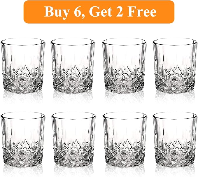 Gencywe Crystal Whiskey Glasses Set of 8, 11 OZ Old Fashioned Whiskey Glasses - Image 6