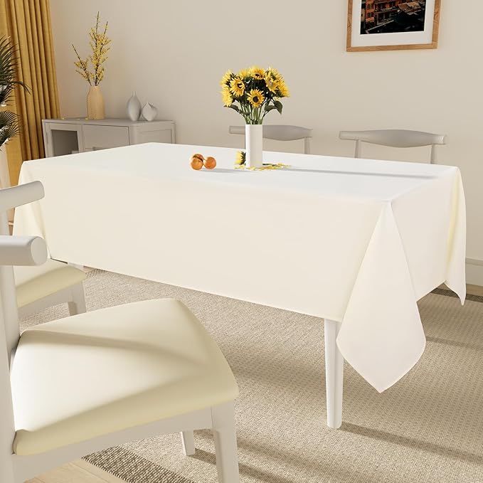 Smiry Rectangle Table Cloth, Waterproof Anti-Scratch Polyester Tablecloth, Decorative Washable Fabric Table Cover for Dining, Buffet, Parties and Outdoor, 54x78, Beige