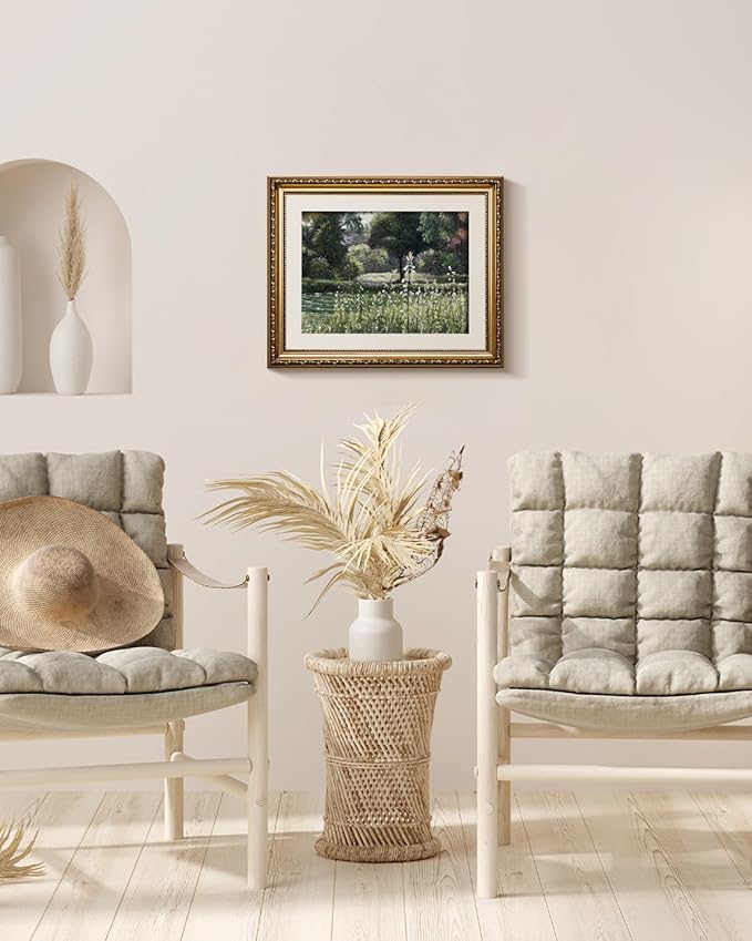 InSimSea Gold Picture Framed Wall Art, Living Room Bedroom Vintage Wildflower Field Gallery Canvas Print Wall Decor, Home Farmhouse Decor, Antique Paintings with Frames 13x16inch