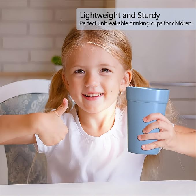 Homestockplus 16 Oz Drinking Cups,【Set of 12】 Unbreakable Cup Reusable Microwave and Dishwasher Safe BPA Free E-Co Friendly Wheat Straw Tumbler Cups for Water, Milk, Juice, Soda and more