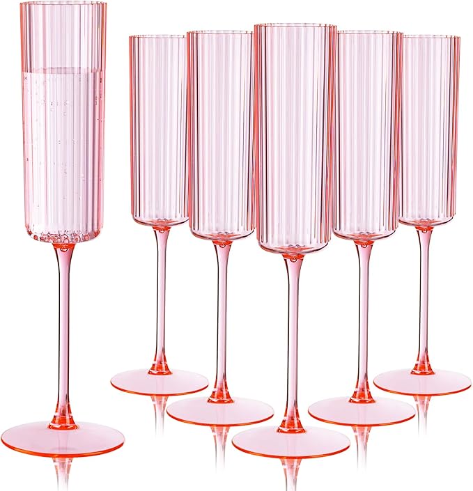 Ciaell 24 Pack Pink Plastic Champagne Flutes by Ciaell